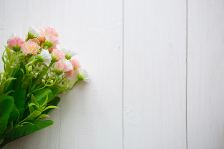 Spring Blossom over clear white wood background.の写真素材