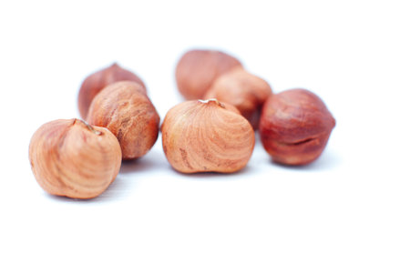 Hazelnuts isolated on white background 