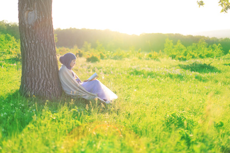 Reading Outsideの写真素材