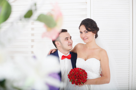 Bride and groom together in Wedding day.の写真素材