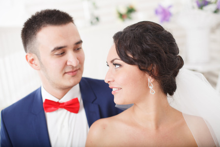 Wedding couple. Young groom and bride.の写真素材