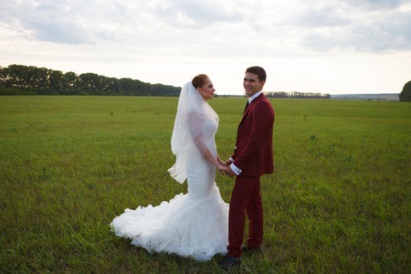 Bride and Groom Outsideの写真素材