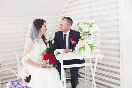 Bride and Groom on Wedding Dayの写真素材