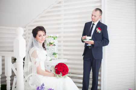 Bride and Groom on Wedding Dayの写真素材