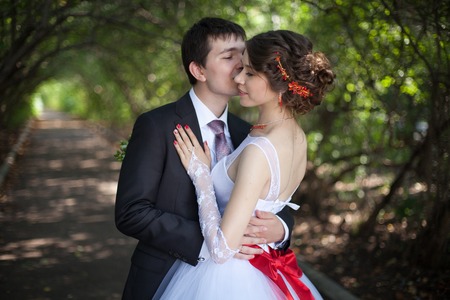 Newlyweds on Wedding Day. Bride and Groom.の写真素材