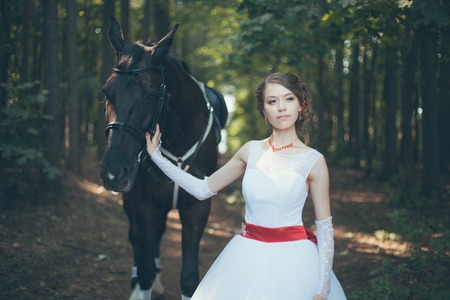 Beautiful bride. Wedding Day. Beautiful Happy womanの写真素材