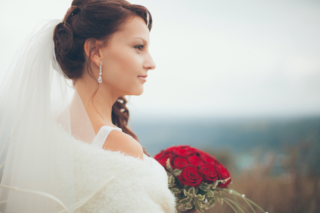 Beautiful bride. Wedding Day. Beautiful Happy womanの写真素材