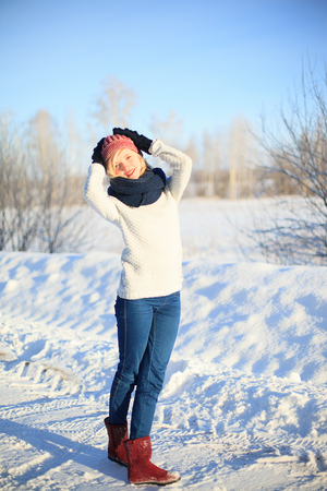 Young adult girl in winter parkの写真素材