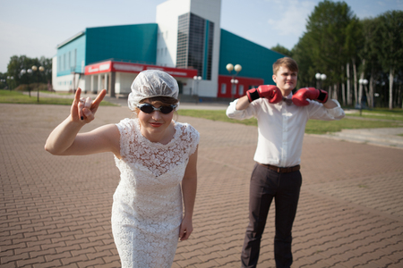 Newlyweds on Wedding Day. Bride and Groom.の写真素材