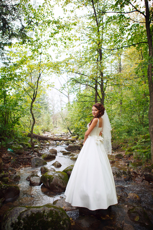 Beautiful bride. Wedding Day. Beautiful Happy womanの写真素材