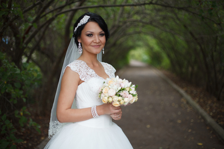 Beautiful bride. Wedding Day. Beautiful Happy womanの写真素材