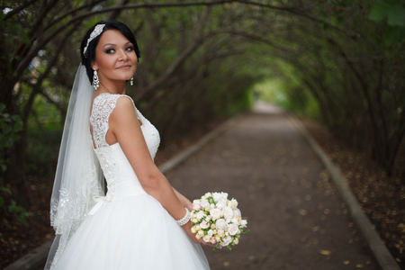 Beautiful bride. Wedding Day. Beautiful Happy womanの写真素材