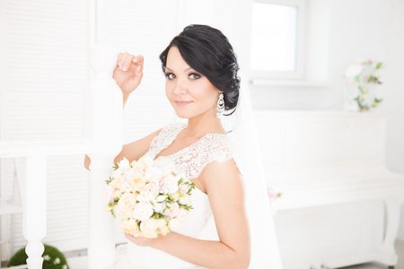 Beautiful bride. Wedding Day. Beautiful Happy womanの写真素材