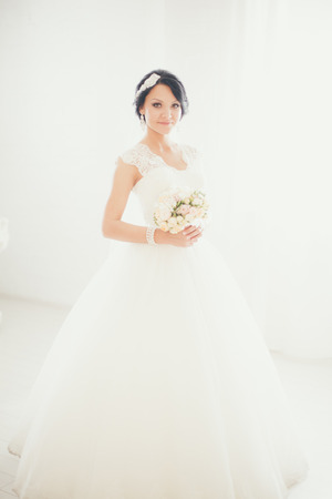 Beautiful bride. Wedding Day. Beautiful Happy womanの写真素材