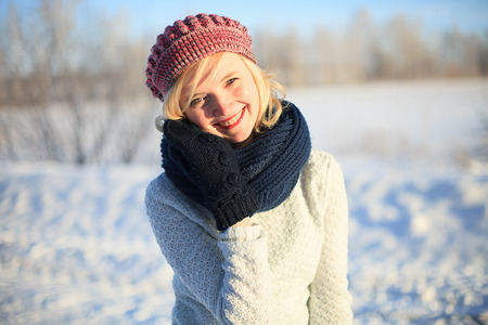 Winter Portrait of beautiful girlの写真素材