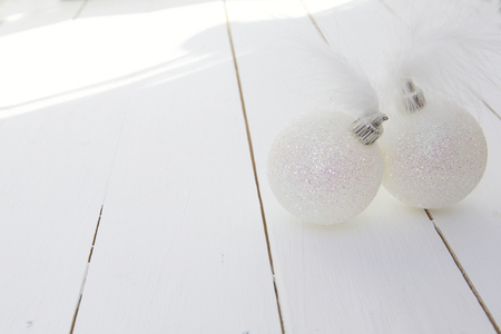 Christmas decoration on old grunge wooden board. Wood board table.の写真素材