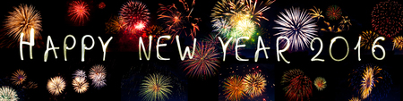 Happy New Year 2016 sparklers firework. Illuminated letters.の写真素材