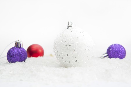 White xmas decoration with copy space. Christmas background.の写真素材