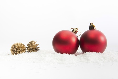 Christmas balls on white background Closeup. Christmas background.の写真素材