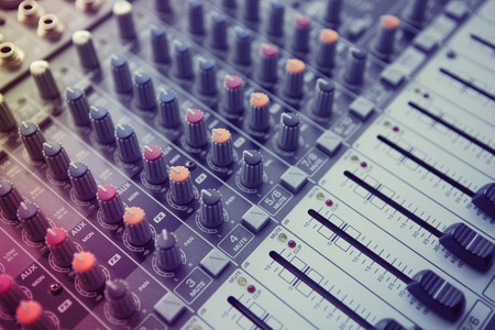Buttons equipment for sound mixer control. Music Studioの写真素材