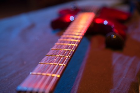 electric guitar bridge and pickup closeupの写真素材
