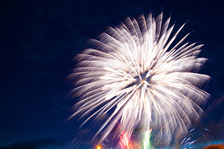 4th July fireworks. Fireworks display on dark sky background.