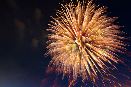 4th July fireworks. Fireworks display on dark sky background.の写真素材