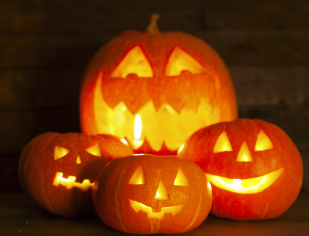 Jack O' Lantern at Nightの写真素材