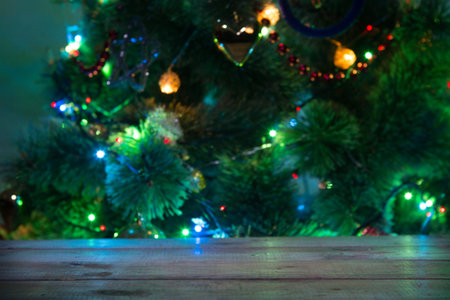 empty table for product display montages. Christmas holiday background