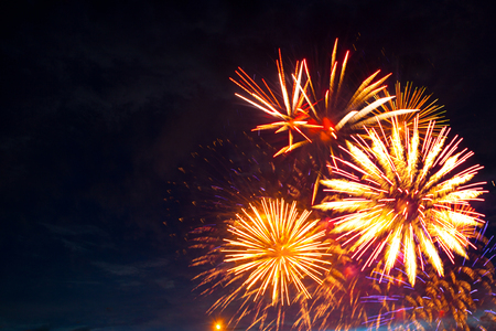 4th July fireworks. Fireworks display on dark sky background.の写真素材