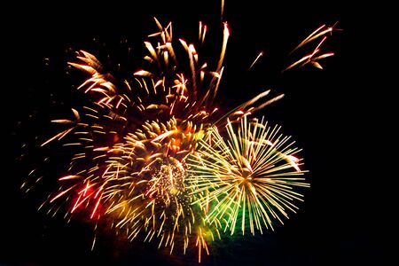 4th July fireworks Brightly colorful fireworks and salute of various colorsの写真素材