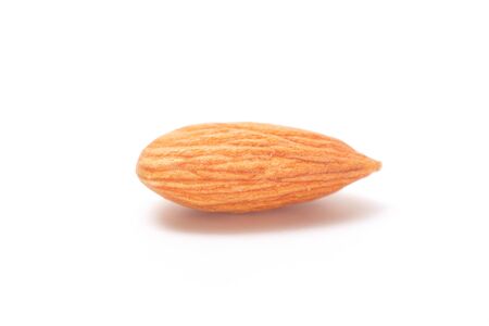 Processed almond isolated on white backgroundの写真素材