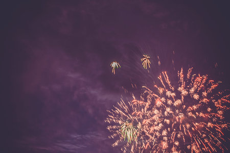 Brightly colorful fireworks and salute of various colors