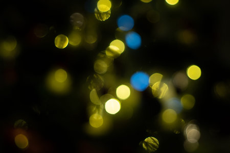 Illuminated Christmas lights in Rasfokes. background with beautiful bokeh