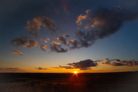 Beautiful textured sky with clouds at sunset. Natureの写真素材