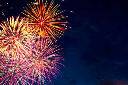 Fireworks on the background of the dark night sky. 4th July - American Independence Dayの写真素材