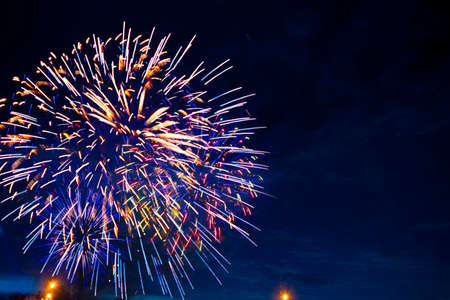 Fireworks on the background of the dark night sky. 4th July - American Independence Dayの写真素材