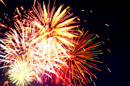 Fireworks on the background of the dark night sky. 4th July - American Independence Dayの写真素材