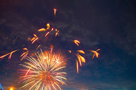 Fireworks on the background of the dark night sky. 4th July - American Independence Dayの写真素材