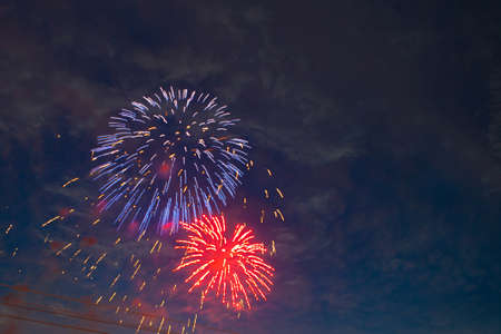 Fireworks on the background of the dark night sky. 4th July - American Independence Dayの写真素材