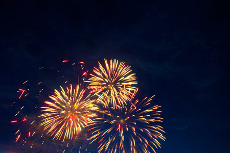 Fireworks on the background of the dark night sky. 4th July - American Independence Dayの写真素材