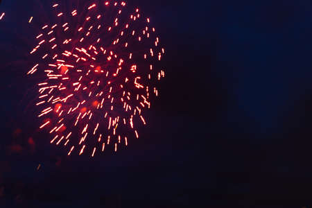 Brightly colorful fireworks and salute of various colors in the night sky. Independence Day, 4th of July, Fourth of July or New Year.の写真素材