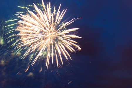 Brightly colorful fireworks and salute of various colors in the night sky. Independence Day, 4th of July, Fourth of July or New Year.の写真素材