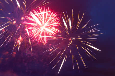 Fireworks in the night sky. Independence Day, 4th of July, Fourth of July or New Yearの写真素材