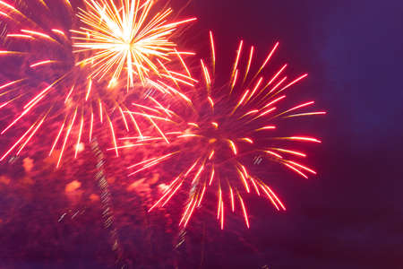 Fireworks in the night sky. Independence Day, 4th of July, Fourth of July or New Yearの写真素材