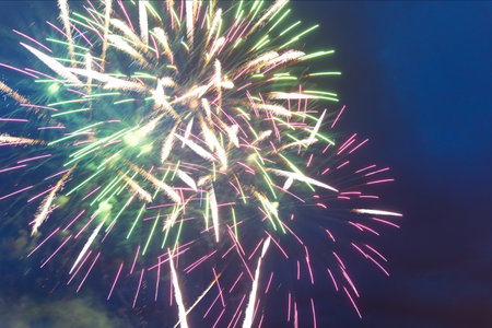 Fireworks in the night sky. Independence Day, 4th of July, Fourth of July or New Yearの写真素材