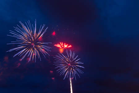 Fireworks in the night sky. Independence Day, 4th of July, Fourth of July or New Yearの写真素材