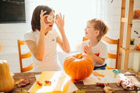 Family has fun in Halloween time Happy Halloween conceptの写真素材