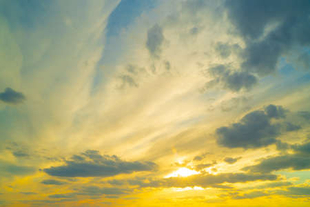 Sky with clouds at dusk or dawnの写真素材