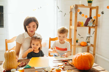 Family has fun in Halloween time Happy Halloween conceptの写真素材